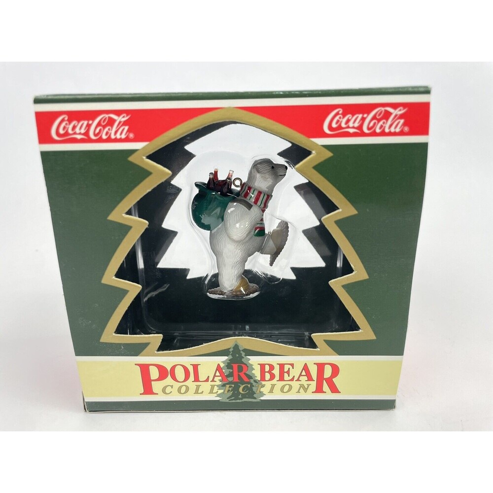 Coca-Cola Backpacking Polar Bear Christmas Ornament KG Xmas Bottle 1994 New